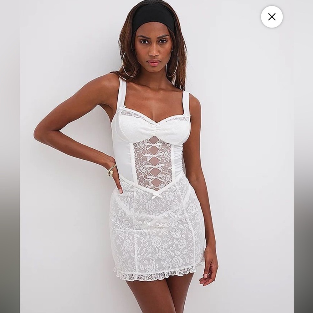 NWOT For Love and Lemons White Lace Mary Slip Dress